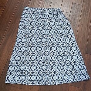 💥3for$12💥Terra & Sky Navy Blue & White Patterned A-Line Maxi Skirt size 0X-14W